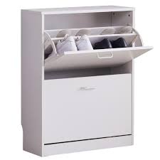 167820C   WOOD 2 TIR SHOE CABINET WHITE